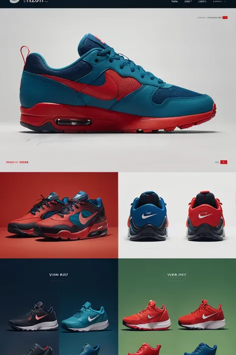 beautiful website for shoe ui,ux ui/ux nike, red ,blue ,green website --v4 stylize --500