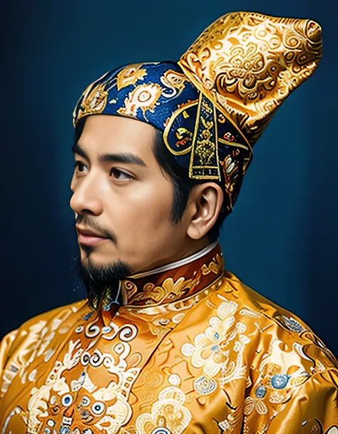 highly realistic photo, ((masterpiece), (best quality), (raw photo), (photorealistic:1.4), portrait of the vietnamese king, qing...