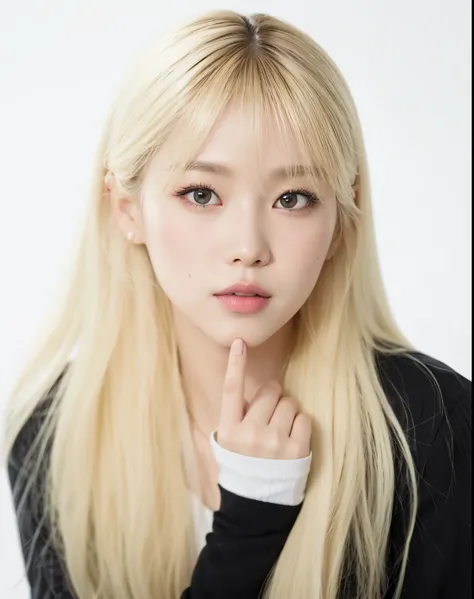 a close up of a woman with long blonde hair and a black shirt, roseanne park of blackpink, portrait of jossi of blackpink, kim doyoung, lalisa manobal, jaeyeon nam, lalisa manoban of blackpink, portrait of female korean idol, jossi of blackpink, heonhwa ch...