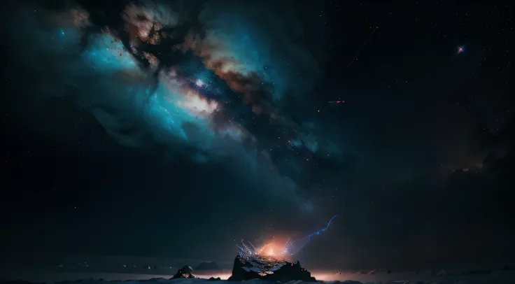 "Create a captivating cosmic backdrop with swirling nebulae and celestial bodies. Make it visually stunning and ethereal to set the tone for the birth of the gods."