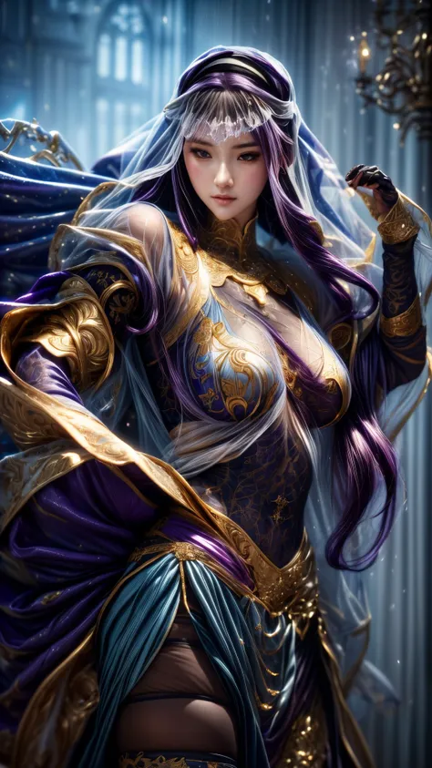 a close up of a woman with a veil and purple hair, portrait knights of zodiac girl, extremely detailed artgerm, artgerm. high detail, by Yang J, artgerm detailed, artgerm lau, ig model | artgerm, style of artgerm, ! dream artgerm, style artgerm