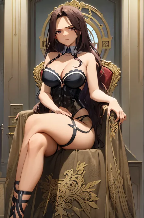 masterpiece, absurdres , (intricate details), (colorful),cinematic lighting,bust shot,extremely detailed CG unity 8k wallpaper, canarnd, 1girl, black corset, lingerie, garter straps,wine,looking at viewer, caustics, sitting, crossed legs, bed, window