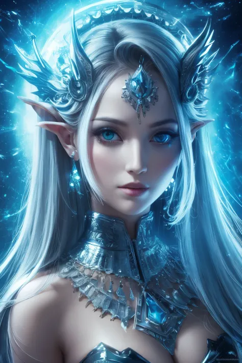 (Best quality, 4k, High-resolution, Masterpiece:1.2), Ultra-detailed, Realistic, Radiant lighting, Epoch Elves, Portraits, Fantastical colors, Fine art, Ethereal beings, Dreamlike, Whimsical creatures, Detailed facial features, Glowing eyes, Elven beauties...