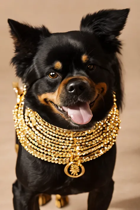 "capturing the joyful and stylish essence of dogs standing upright like humans, showcasing chic clothing and gold jewelry. a bro...