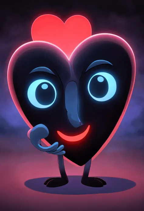 （there is a small cartoon crescent-shaped eye hidden in the red ventricle.：1.3），（glowing clear simple heart shape：0.9），black lig...