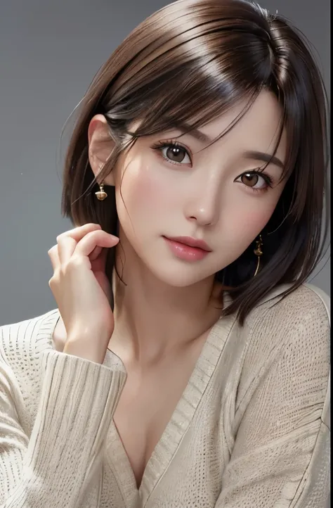 (Representative works:1.3)、(8k、photorealistic、Raw photo、Highest image quality:1.4)、(30 years old mature woman)、small face、beautiful face、(realistic face)、no makeup、natural makeup、light makeup、 (Dark brown、short hair:1.3)、beautiful hairstyle、realistic eyes、...