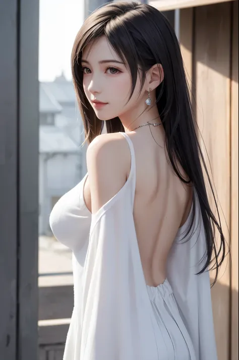 (Top Quality, Masterpiece: 1.1), (Realistic: 1.3), Wallpapers,ultra high res,ultra high quality,  BREAK (((FF7,Tifa_lockhart))),Ultra-detailed face, Detailed eyes,(black Brown Hair, Large breasts: 1.2),(Imaginative Macanese Female Page,background is Unique...