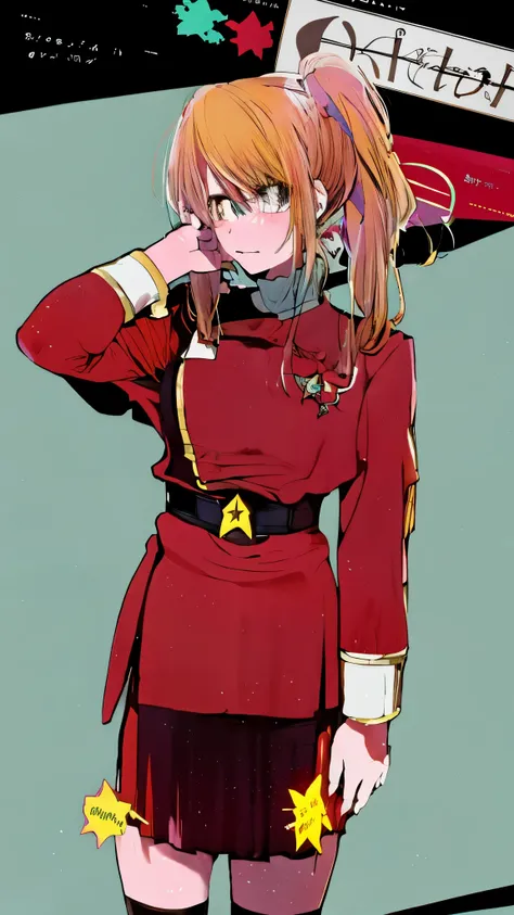 star-shaped pupil, blonde, red twokunf uniform