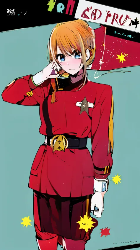 star-shaped pupil, blonde, red twokunf uniform