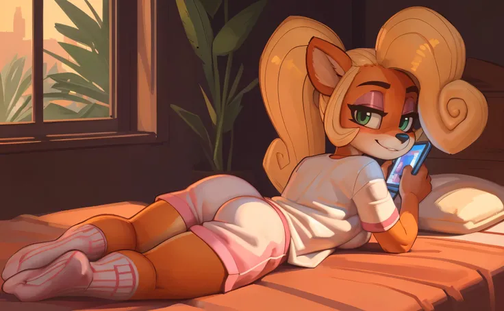 [Coco bandicoot], [Uploaded to e621.net; (Pixelsketcher), (wamudraws)], ((masterpiece)), ((HD)), ((solo portrait)), ((full body)), ((rear view)), ((feet visible)), ((furry; anthro)), ((detailed fur)), ((detailed shading)), ((beautiful render art)), ((intri...