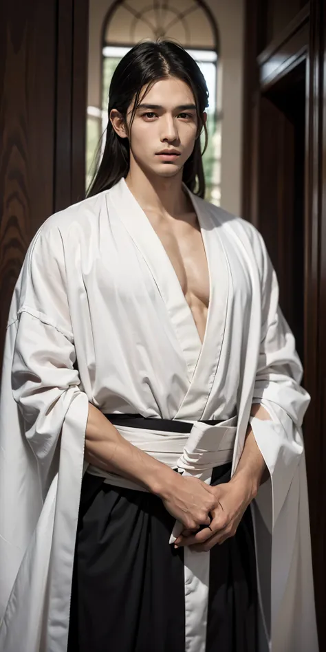 Handsome man,white skin,god robe