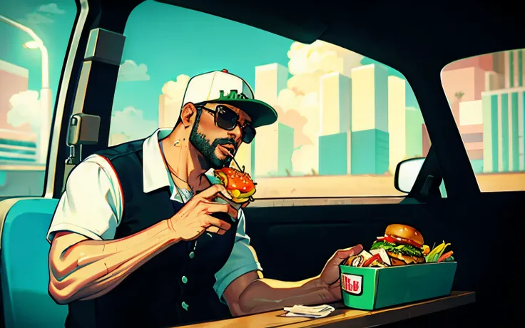 big smoke comendo hamburguer, gta san andreas style