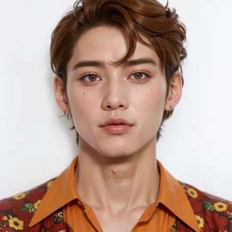 imagem arafada de um homem com camisa florida e gravata, cai xukun, profile picture with headshot, Yanjun Chengt, Taehyung comendo batatas fritas Gucci, hyung tae, kpop idol portrait, Jinyoung Shin, Kim Doyoung, taken at the beginning of 2020, inspirado em...