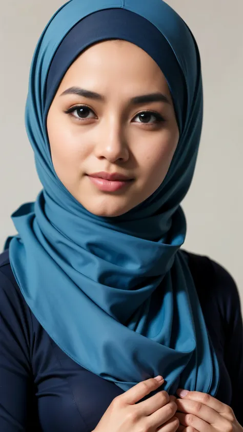 1 malay girl , modern plain hijab,  shy, medium portrait shot , watery  eyes ,lip watery, lip glossy, open mounth, big breast, 1 Malay girl, modern plain hijab, shy, medium portrait, watery eyes, RAW, Best quality, high resolution, masterpiece: 1.3), beaut...