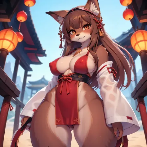 china dress, stocking, female furry mini cute style, holo a wolf girl, girl in a string bikini with a fox tail, female furry mini cute style, holo a wolf girl, realistic bikini, furry brown body, holo if a wolf girl, furry, fox tail, swimsuit, furry art!!!...