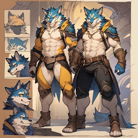 cover page, highres, top quality, best quality, paid reward available, unparalleled masterpiece, perfect artwork, absurdres, High-quality illustrations(style of final fantasy)(concept art, character sheet)perfect anatomy(handsome boy, kemono)(furry anthro)...