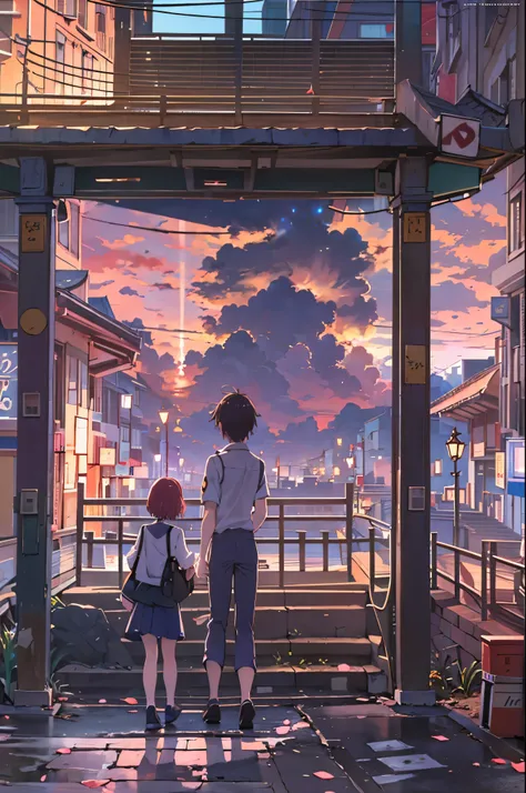 A beautiful and iconic scene from the movie "your name"