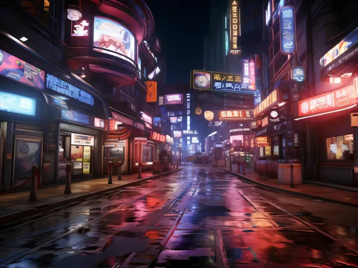 anime city street scene with neon signs and people walking on the sidewalk, cyberpunk street, cyberpunk city street, sci-fi cyberpunk city street, hyper realistic cyberpunk city, cyberpunk streets at night, cyberpunk street at night, cyberpunk night street...