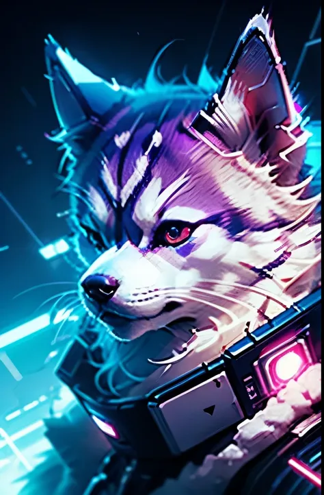 Siberian Husky Dog、cyber punk