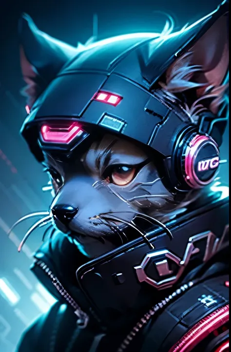 Schnauzer dog、cyber punk