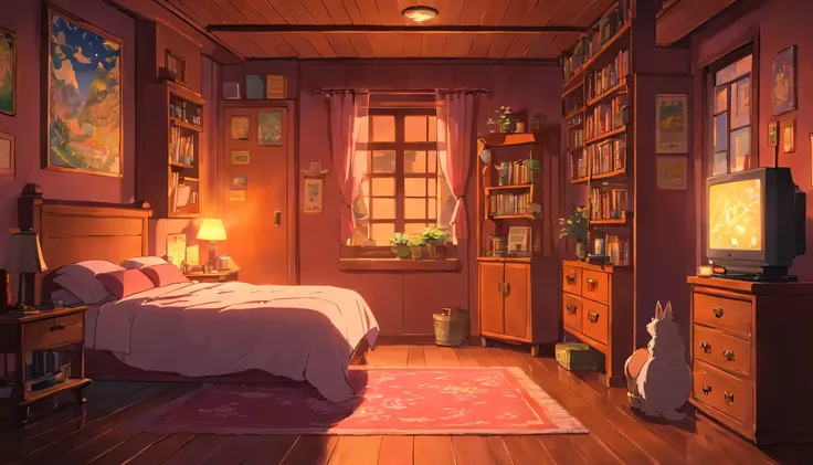 cozy room at night, Usando fones de ouvido, Anime estilo 2D, Lo-fi, disco Rigido, Ambiente escuro