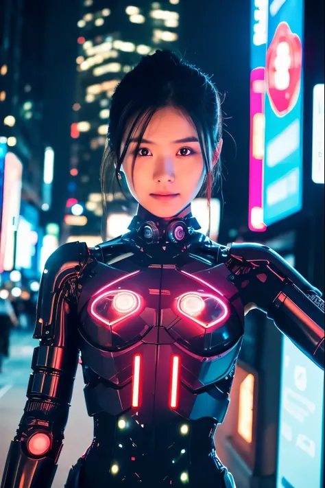 She is a beautiful 18 year old woman who lost her right arm in an accident two years ago. However, her fathers cyber surgery gave her a mechanical and smart bio-hand. With this "miraculous right arm" she fights evil in the world.
(background,cyber city tok...