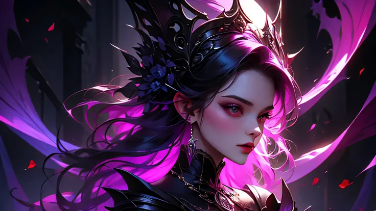 purple roses are in the background, karol bak uhd, alluring mesmer woman, gothic fantasy art, beautiful fantasy art portrait, vampires fantasy, cute face. dark fantasy, beautiful art uhd 4 k, beautiful fantasy portrait, fantasy woman, 4k fantasy art, digit...