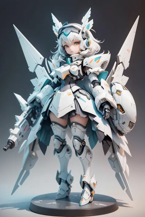 plastic an 00d, 1 girl, Little, Dopamine Color Matching, Double Diamond, white theme, Luxurious fabrics, dither, far-reaching, She is fused with futuristic Gundam mecha, Gundam style, with headgear, with v-fin ,, armored shoulders,armored under arms, armor...