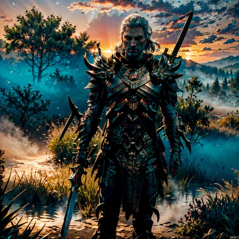 Oblivion "Skyrim Daedric Armor Ebony Carbonite" SUN nebulae stars nebula starry_sky epic Sunshine panoramic sunset spacious radiant sunrise stance, Joust Challenge Lord Daedric Ebony Armor_Ash Gorgeous Queen Daedric_Armor (Ebony Daedric Armor_Carbon) (hold...