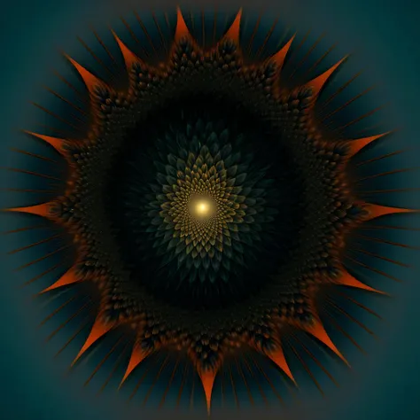 Optical illusion art,mandelbrot shape,depth of field,perspective,