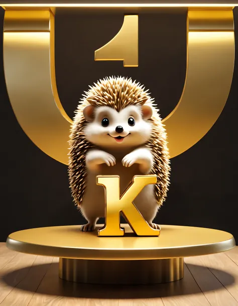 (kawaii cartoon universe hedgehog bowing to the table), (there is a huge golden letter on the table "1k": 1.2), tilt and move, c...