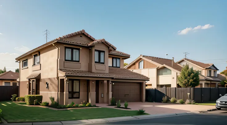 House in a suburban complex, cartoon style