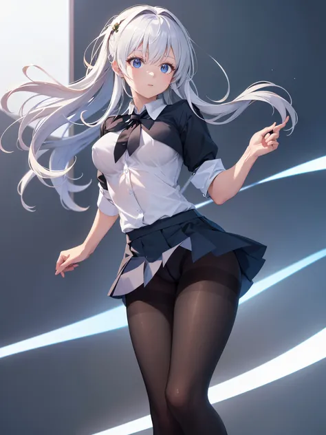 (1 girl),(high quality), (High resolution), (extremely detailed), (8K),(lower body shot),(CG illustration),(A high school girl wearing a magician&#39;s uniform),(wearing black pantyhose)not wearing shoes,perfect writing,(Beautifully erect nipple shape),Hig...