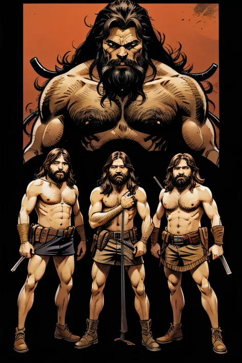 a group of stupid, dumb, ugly looking cavemen holding guns