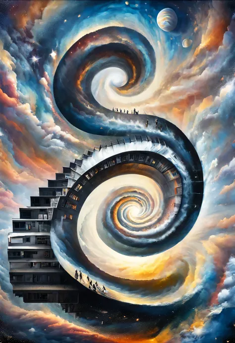 optical illusion ，Optical illusion，twisted spiral staircase，humans body，Inception，a repeating or spiral shape that moves or changes，or perspective-distorted images that distort perception of depth and space，These images appear to be moving，straight lines a...