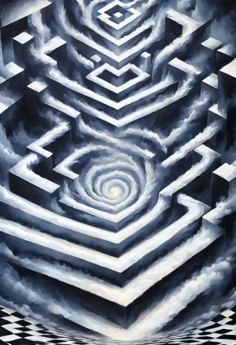 optical illusion ，Optical illusion，twisted spiral staircase，chessboard，humans body，Inception，a repeating or spiral shape that moves or changes，or perspective-distorted images that distort perception of depth and space，These images appear to be moving，strai...