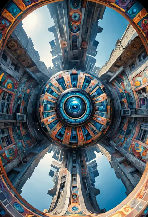 optical illusion ，Optical illusion，The inside of a kaleidoscope is twisted, Rotating Mechanical Palace，Face gear，Earth&#39;s natural mirror painted as a strange phenomenon, Bring visual impact to people，huge human face，Inception，a repeating or spiral shape...