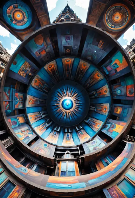 optical illusion ，Optical illusion，The inside of a kaleidoscope is twisted, Rotating Mechanical Palace，Face gear，Earth&#39;s natural mirror painted as a strange phenomenon, Bring visual impact to people，huge human face，Inception，a repeating or spiral shape...