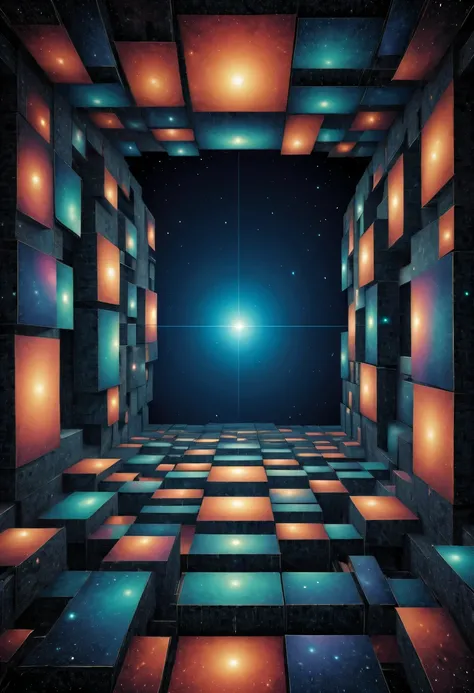 Optical illusion art,Four-dimensional space,digital matrix