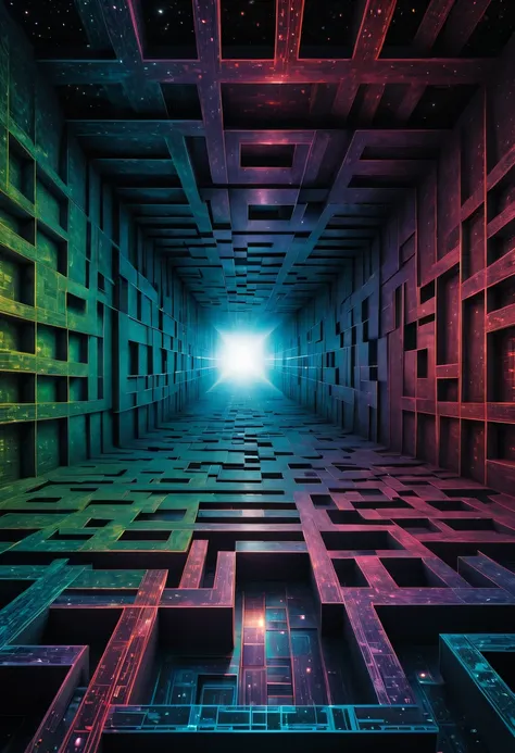 optical illusion art,four-dimensional space,digital matrix