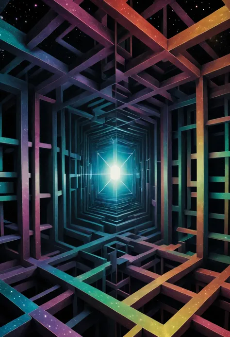 optical illusion art,four-dimensional space,digital matrix