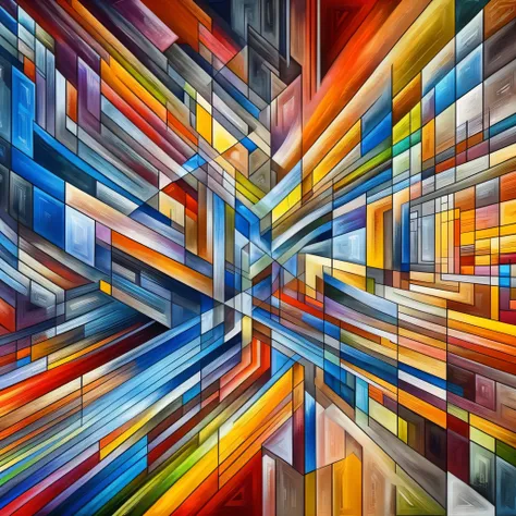 a painting of a cross made of colorful squares, mind-bending digital art, intricate oil painting artwork, contemporary digital art, vibrant digital art, futurism painting, colourful artwork, geometric abstract art, colourful digital art, geometric abstract...