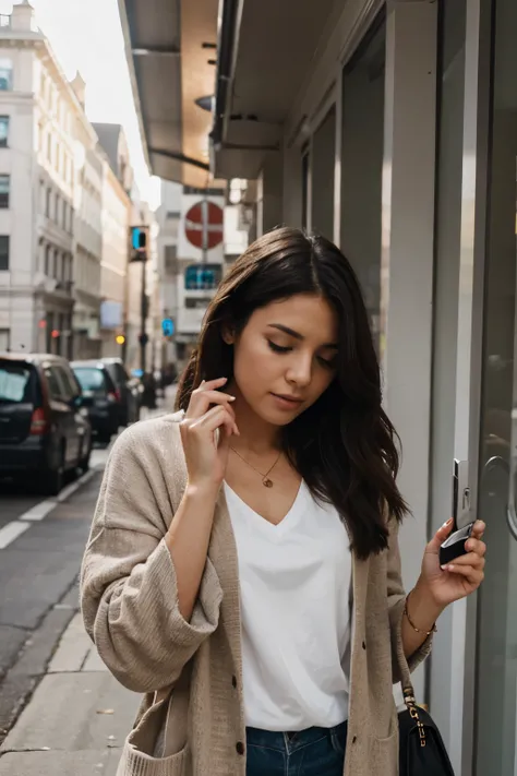 a woman checking the phone