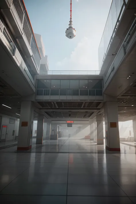 hospital megastructure, cinematic composition, hyperrealistic, rendered in octane, 8k, unreal engine 5, in red volumetric lighting, volumetric fog, sci fi, 4k hd