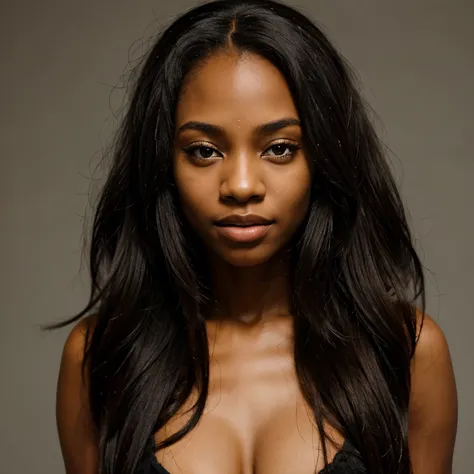 African American with long hair and beautiful skin model