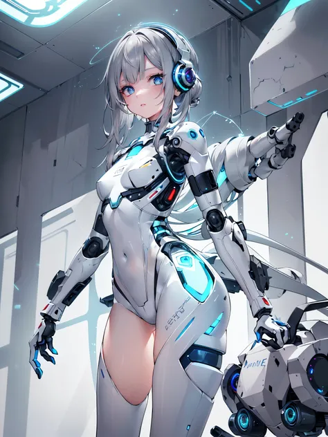 (8k, best quality, masterpiece:1.2),(Eye details),(Facial features),((Clothes detail details)),(1 girl:1.2),Mecha girl,solo,full body,Sophisticated 3D rendering of a beautiful Japanese girl Android , part, Beautiful studio soft lighting, rim light, Vibrant...