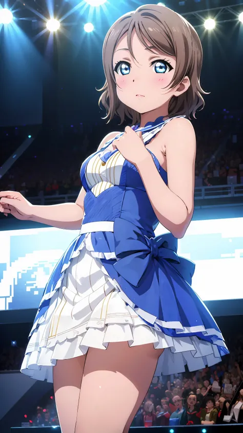 (((Perfect pixel, Perfect details))), Single, 1girl, You are Watanabe, Uranohoshi , dress, stage love live, sing,