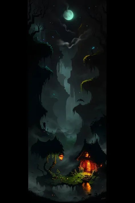 In the heart of a spooky night landscape, a breathtaking 3D pixel art 4k wallpaper unfolds, invoking an eerie and mysterious ambiance. The scene is filled with incredible pixel art details that capture the essence of the unknown. The half red moon hangs op...