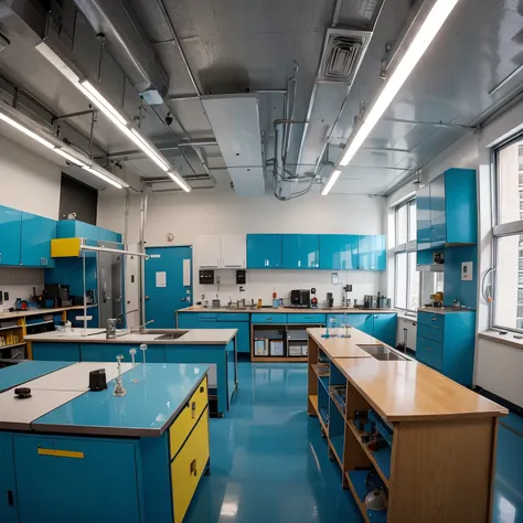 A science laboratory with cool colors