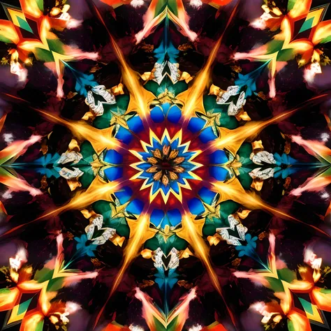 optical illusion，Brilliant kaleidoscope, Colorful light, official art，intricate details